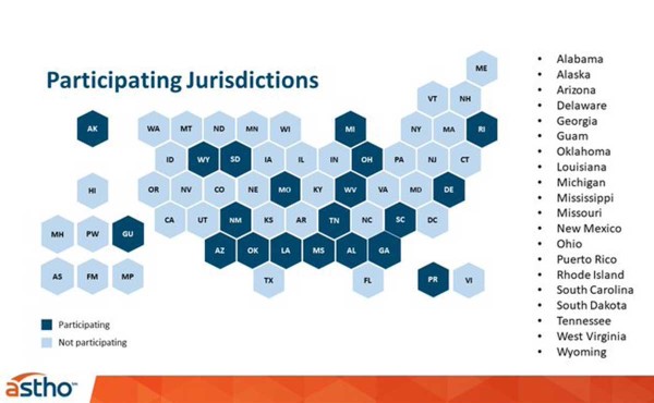 Map of jurisdictions participating in ASTHO's Embedded program